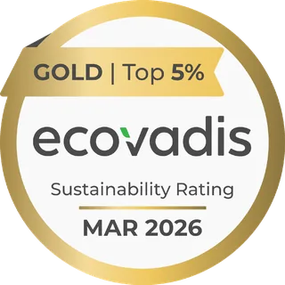 EcoVadis Gold sustainability rating, top 5 %, March 2026