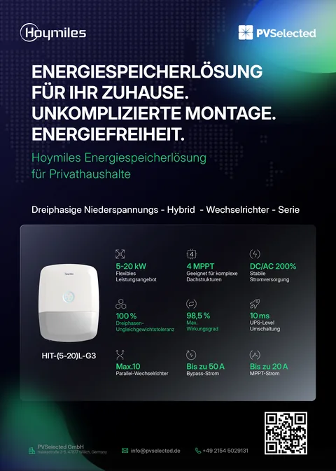 Vorschau des deutschen Hoymiles-HIT-Flyers von PVSelected, Seite 1