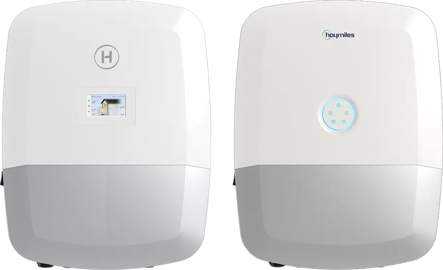 Hoymiles HIT-G3S mit Farbdisplay und HIT-G3 mit LED-Ring nebeneinander, gleiches Gehäuse